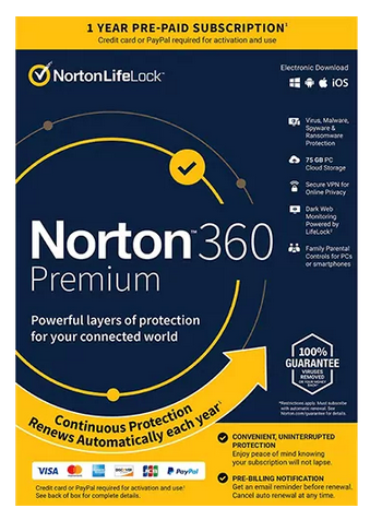 Norton 360 Premium 1year 10PCs 50GB Cloud Storage USA/Canada key - Click Image to Close